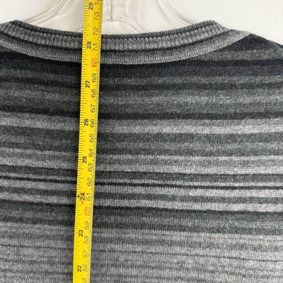 Marc Anthony Sweater Mens L Black Gray Stripe Cotton Cashmere Wool - Picture 15 of 15